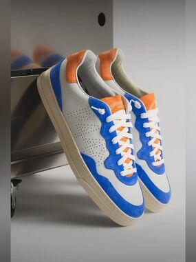 P448 Leather Bali Leather Sneakers With Contrasting Trim Royal Blue Size 43